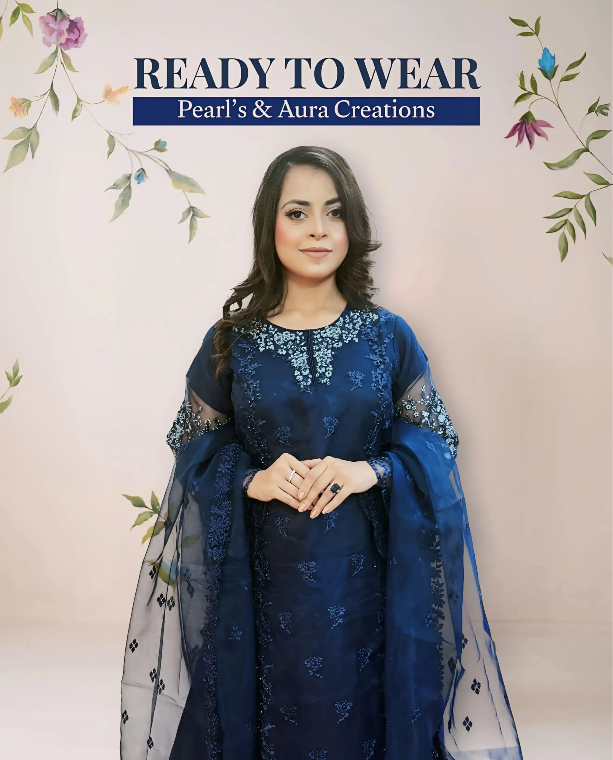 BLUE DRESS WHITE EMBROIDERY