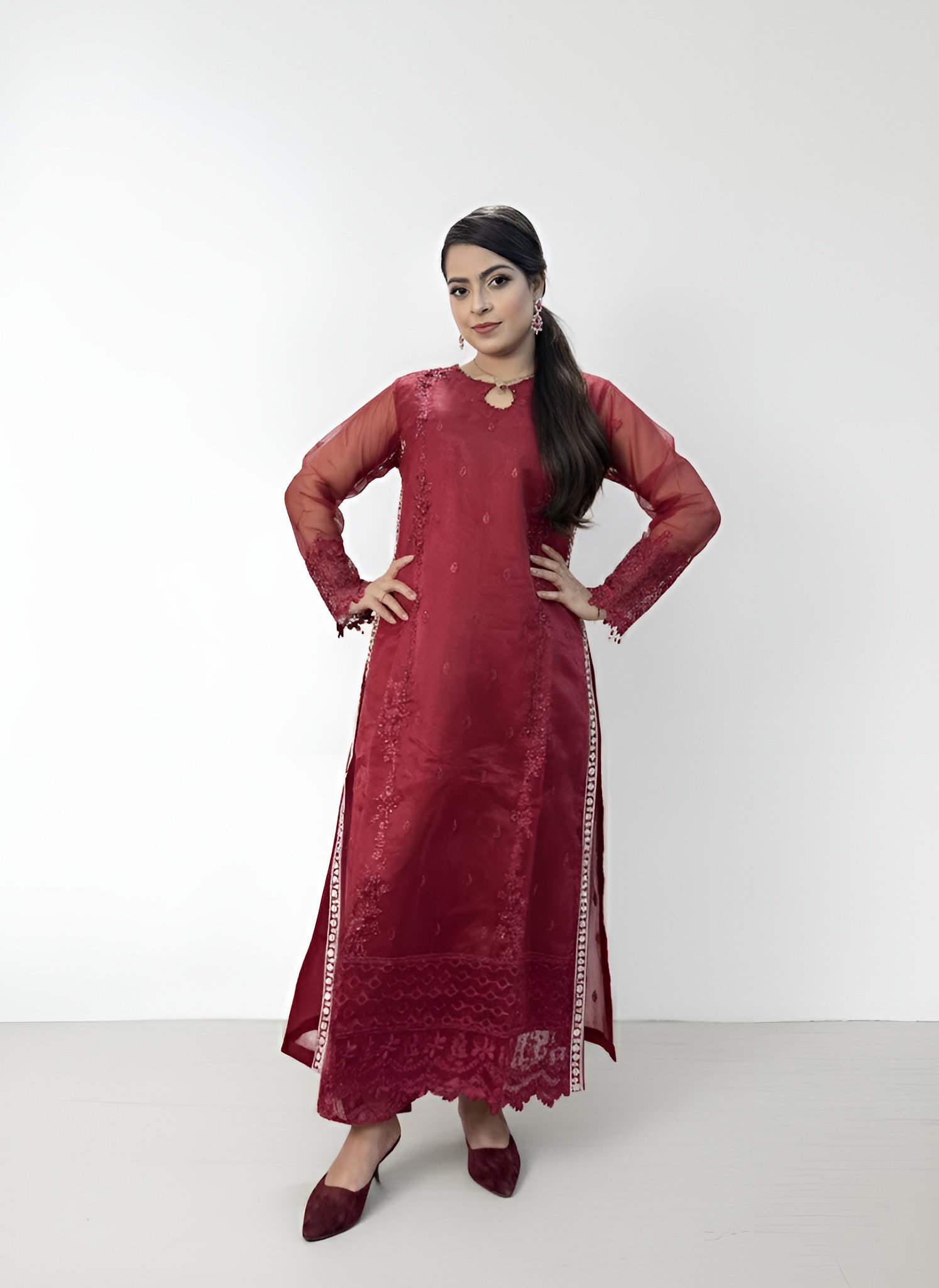 SCARLET ELEGANCE – 3 PIECE READY-TO-WEAR ENSEMBLE ✨❤️🌿 - Image 2